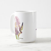 Lila Iris Aquarell Blume und Sprichwort Kaffeetasse (Vorderseite Links)