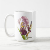 Lila Iris Aquarell Blume und Sprichwort Kaffeetasse (Links)