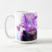 Lila Iris-Aquarell-Blumenmalerei Kaffeetasse (Links)