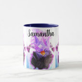 Lila Iris-Aquarell-Blumenmalerei Tasse (Zentrum)