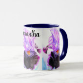 Lila Iris-Aquarell-Blumenmalerei Tasse (VorderseiteRechts)