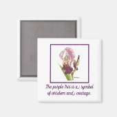 lila Iris-Aquarell mit Sprichwort Magnet (Vorderseite/Rückseite)