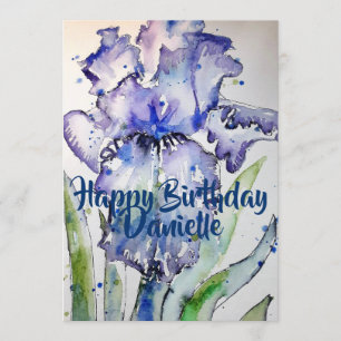 Lila Iris Art Aquarell-Geburtstagseinladung Einladung