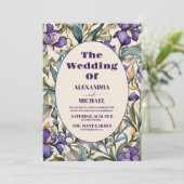 Lila Iris Art Nouveau Hochzeit Einladung (Stehend Vorderseite)