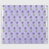 Lila Iris auf Gingham Wrapping Paper Geschenkpapier (Flach)