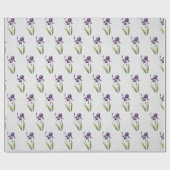 Lila Iris auf grauem Holzumschlagpapier Geschenkpapier (Flach)