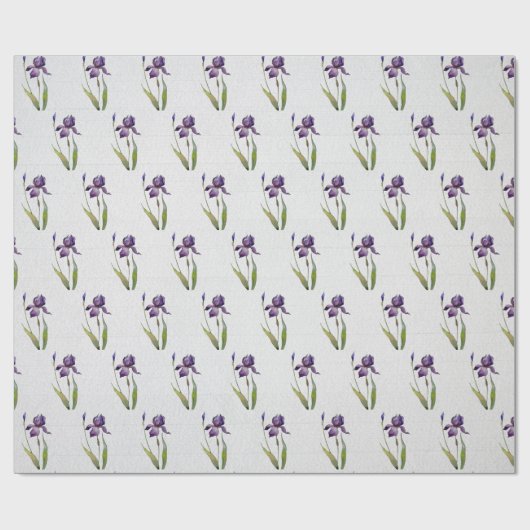 Lila Iris auf grauem Holzumschlagpapier Geschenkpapier (Flach)