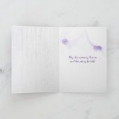 Lila Iris auf Holz Beileid Karte (Innenseite)