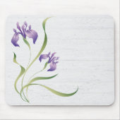 Lila Iris auf Holz Mousepad (Vorne)