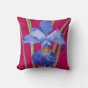 Lila Iris auf Magenta Pink Kissen