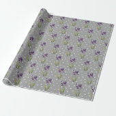 Lila Iris auf Polka Dots Wrapping Paper Geschenkpapier (Ungerollt)