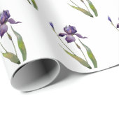 Lila Iris auf Weiß Geschenkpapier (Rolleneckpunkt)