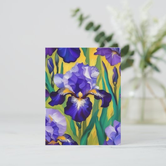 Lila Iris B Feiertagskarte (Stehend Vorderseite)