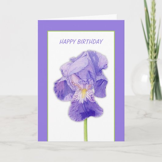 Lila Iris Birthday Card Karte (Vorderseite)