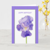 Lila Iris Birthday Card Karte (Gelbe Blume)