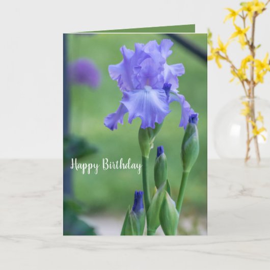 Lila Iris Birthday Card Karte (Gelbe Blume)