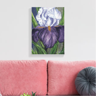 Lila Iris Blume Aquarellmalerei auf Leinwand