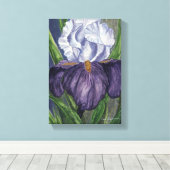 Lila Iris Blume Aquarellmalerei auf Leinwand (Insitu (Holzboden))
