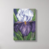 Lila Iris Blume Aquarellmalerei auf Leinwand (Vorderseite)