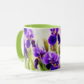 Lila Iris Blume Art Tasse Cup (Vorderseite Links)