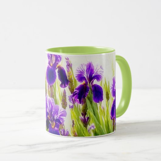 Lila Iris Blume Art Tasse Cup (VorderseiteRechts)
