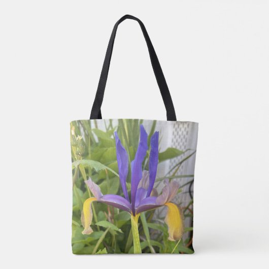 Lila Iris Blume Außenbereich Garten Natur Foto Tasche (Rückseite)