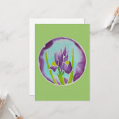 Lila Iris Blume Batik Art Card Karte (Vorderseite/Rückseite Beispiel)