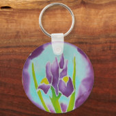 Lila Iris Blume Batik Art Schlüsselanhänger (Vorderseite)