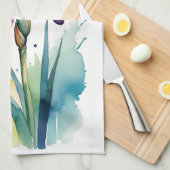 Lila Iris Blume Bloom Geschirrtuch (Viertel Falte)