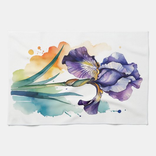 Lila Iris Blume Bloom Geschirrtuch (Horizontal)