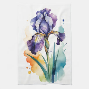 Lila Iris Blume Bloom Geschirrtuch