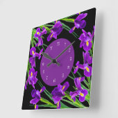 Lila Iris Blume Blumendesign Quadratische Wanduhr (Winkel)