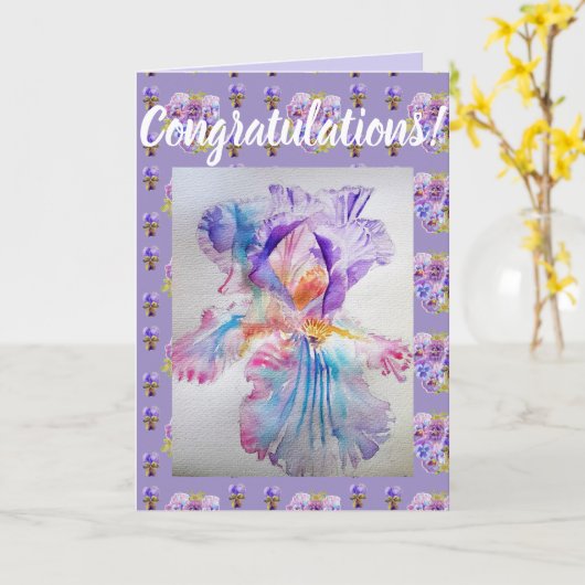 Lila Iris Blume Blutergüsse Karte (Gelbe Blume)