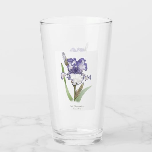 Lila Iris Blume Botanische Kunst Glas (Rückseite)