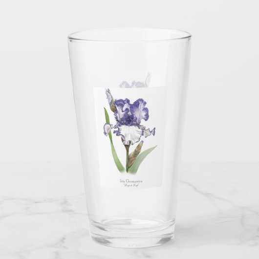 Lila Iris Blume Botanische Kunst Glas (Vorderseite)