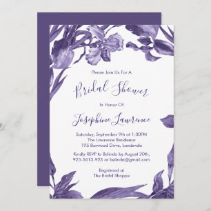 Lila Iris Blume Brautparty Einladung