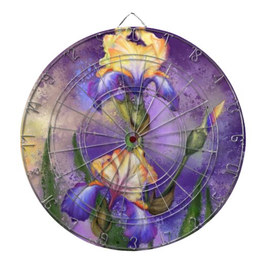 Lila Iris Blume Dart Board Irish Dartscheibe (vorne)