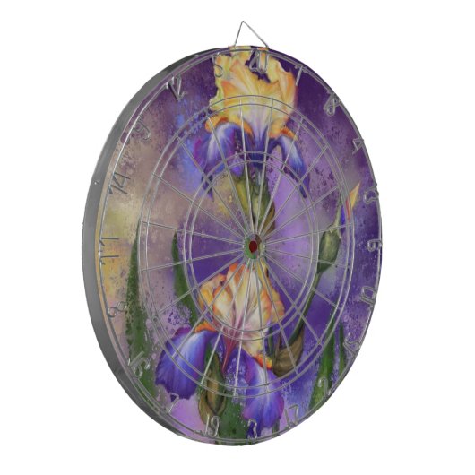 Lila Iris Blume Dart Board Irish Dartscheibe (Vorderseite Links)