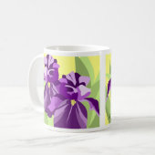 Lila Iris-Blume-Design Kaffeetasse (Vorderseite Links)