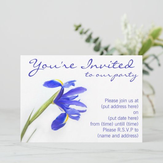 Lila Iris-Blume Einladung (Stehend Vorderseite)