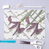 Lila Iris Blume Französisches Skript Vintage Decou Seidenpapier (Handwerk)