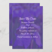 Lila Iris-Blume Hochzeit Save The Date (Vorne/Hinten)