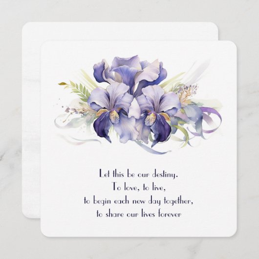 Lila Iris-Blume in Aquarellfarbe Einladung (Vorne/Hinten)