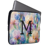 Lila Iris-Blume in Monogramm Laptopschutzhülle (Vorne Rechts)