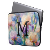 Lila Iris-Blume in Monogramm Laptopschutzhülle (Vorderseite Links)