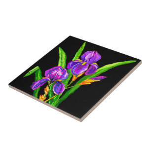 Lila Iris Blume Keramik Tile - Farbe auswählen Fliese