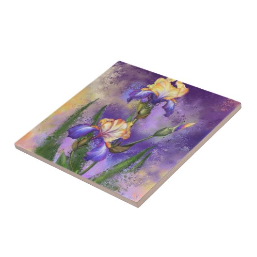 Lila Iris Blume Keramik Tile Fliese (Seite)