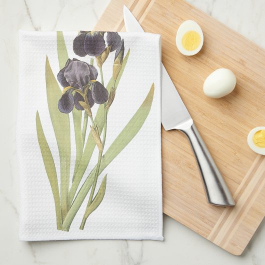 Lila Iris-Blume Küchentuch (Viertel Falte)