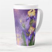 Lila Iris-Blume Latte Tasse Irische Malerei (Rechte Ecke)