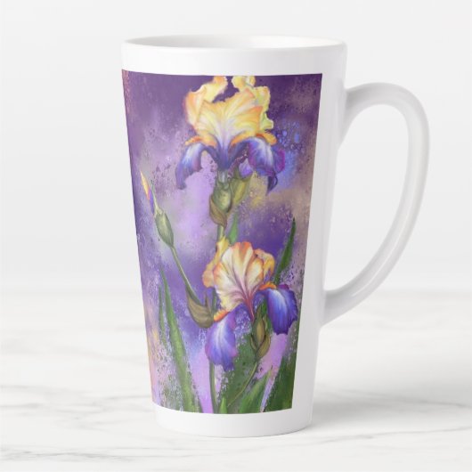 Lila Iris-Blume Latte Tasse Irische Malerei (Rechts)